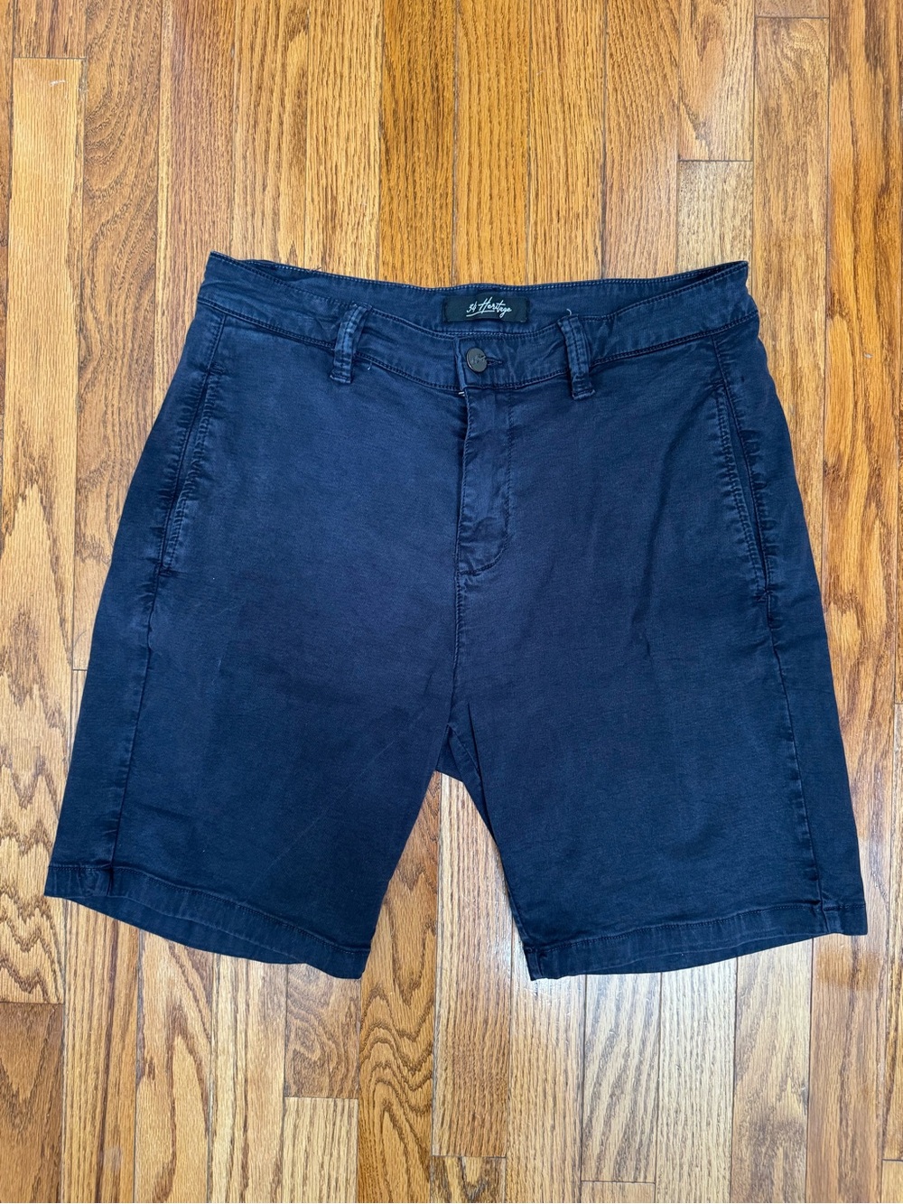 34 Heritage Men's Navy Flat Front Cotton Shorts